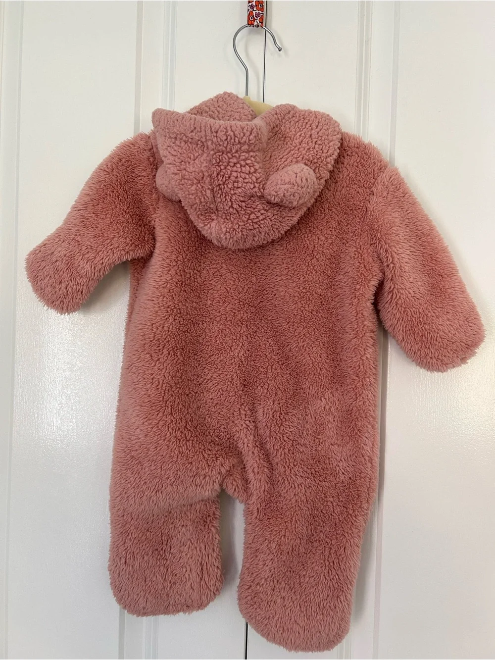 Hanna Andersson 3-6 months teddy bear hooded pink bunting fleece snowsuit winter